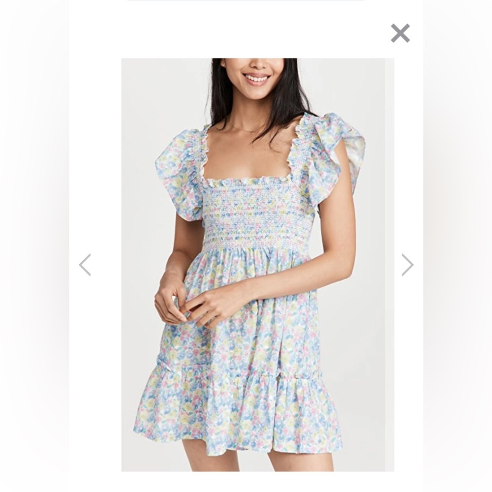 LoveShackFancy Nadja mini dress rainbow smocked L slim